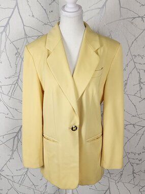 ARA Pale Yellow Wool Blend Single Button Blazer